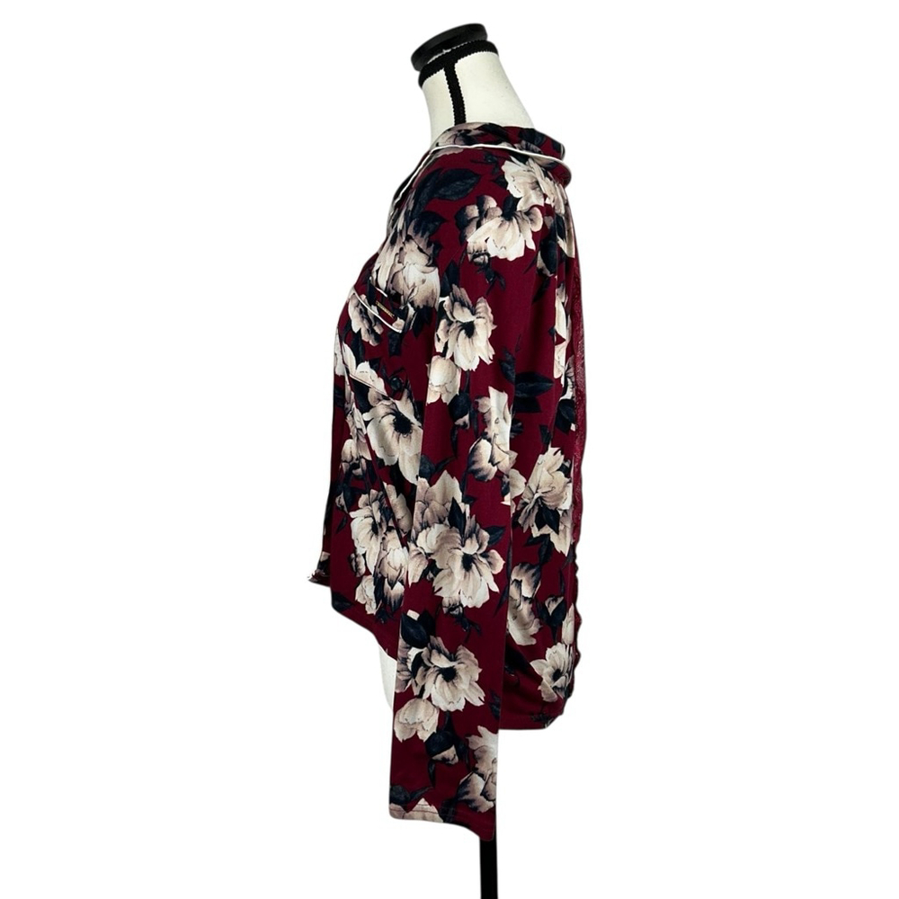 BCBGMAXAZRIA Pajama Set 2 Piece Womens M Red Floral - Picture 4 of 16